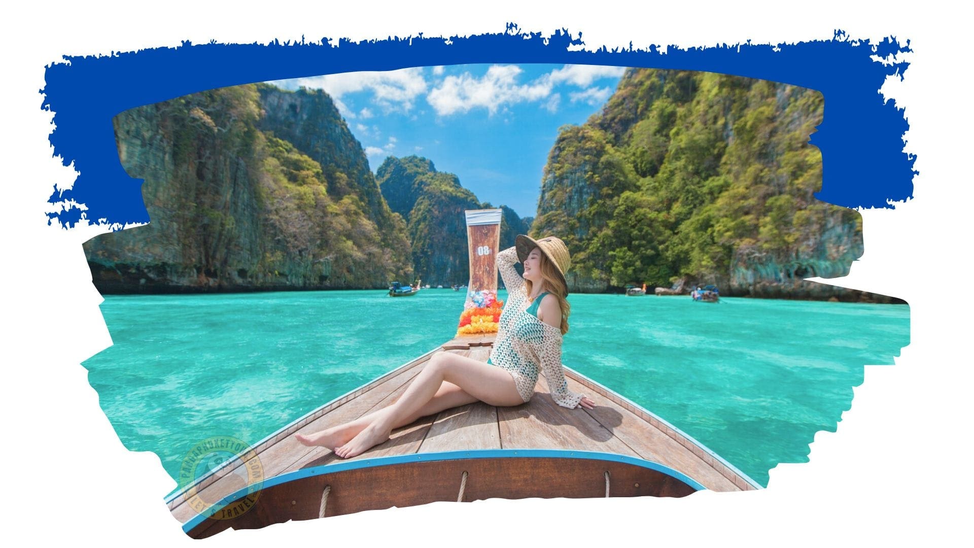 Longtail Baot en Phi Phi Islas playas