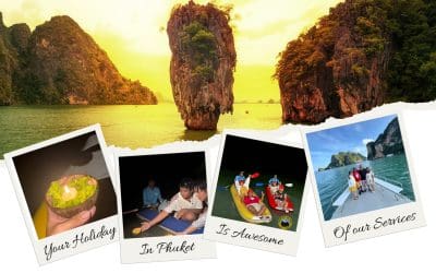 JAMES BOND PHANG NGA COUCHER DE SOLEIL + PLANCTON SUR UN BATEAU